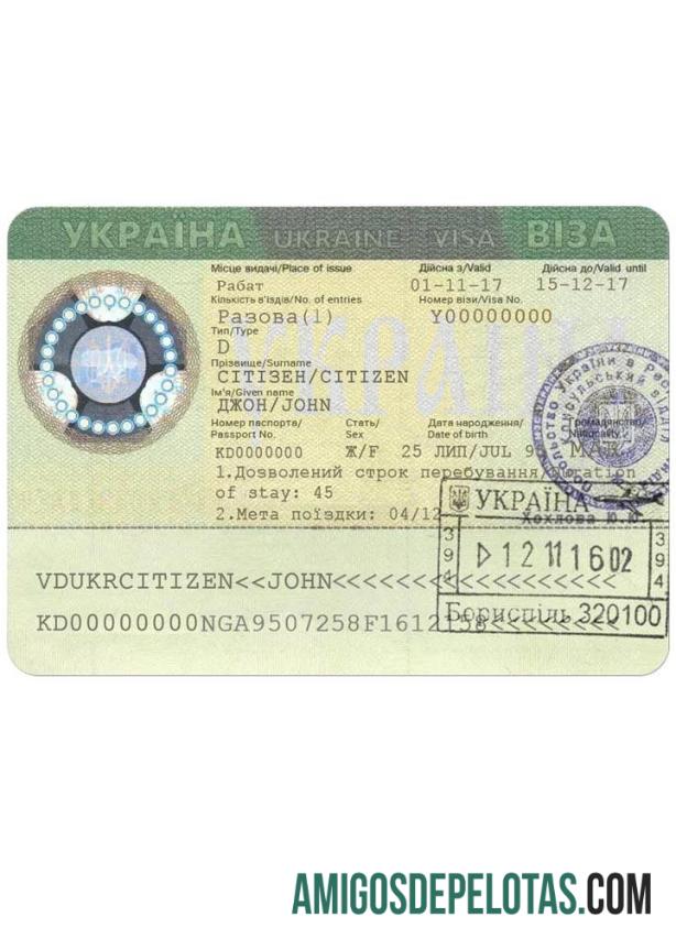 Visto UCRÂNIA modelo